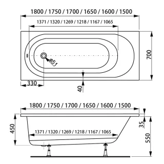 Акриловая ванна VagnerPlast Kasandra VPBA177KAS2X-04 170x70см белый